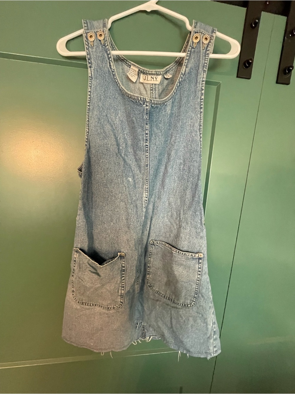 Women’s Denim Pinafore Dress in Light Blue